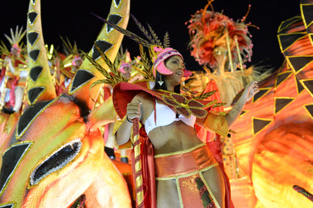 Rio de Janeiro, RJ/Brazil - February 09, 2018: Samba School parade in Sambodromo. Unidos de Bangu...
