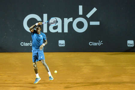 Rio de Janeiro, Brazil - february 20, 2017: Gael MONFILS (FRA) x Horacio Zeballos (ARG) classificatory game during Rio Open 2018 held at the Jockey Club Brasileiro.のeditorial素材