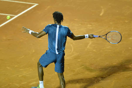 Rio de Janeiro, Brazil - february 20, 2017: Gael MONFILS (FRA) x Horacio Zeballos (ARG) classificatory game during Rio Open 2018 held at the Jockey Club Brasileiro.のeditorial素材