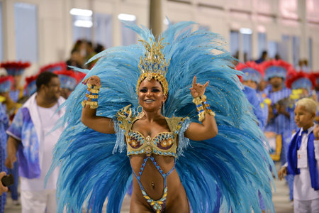 Rio de Janeiro, RJ/Brazil - february 09, 2018: Samba School parade in Sambodromo. Academicos do...