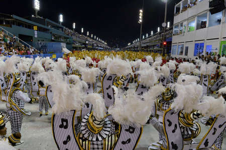 Rio de Janeiro, RJ/Brazil - february 09, 2018: Samba School parade in Sambodromo. Unidos do Porto da Pedra during festival at Marques de Sapucai Street.のeditorial素材