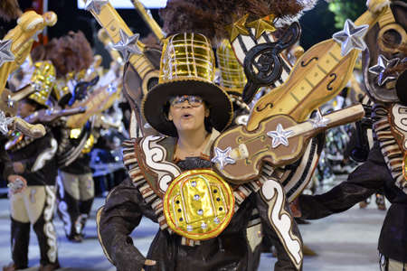 Rio de Janeiro, RJ/Brazil - february 09, 2018: Samba School parade in Sambodromo. Unidos do Porto da Pedra during festival at Marques de Sapucai Street.のeditorial素材