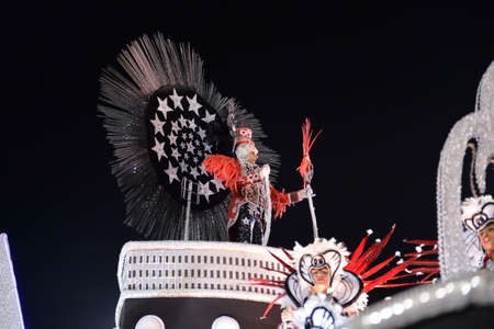 Rio de Janeiro, RJ/Brazil - february 09, 2018: Samba School parade in Sambodromo. Unidos do Porto da Pedra during festival at Marques de Sapucai Street.のeditorial素材