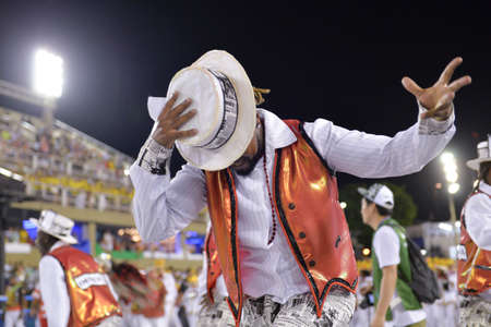Rio de Janeiro, RJ/Brazil - february 09, 2018: Samba School parade in Sambodromo. Unidos do Porto da Pedra during festival at Marques de Sapucai Street.のeditorial素材