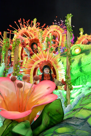 Rio de Janeiro, RJ/Brazil - february 09, 2018: Samba School parade in Sambodromo. Rensacer de...