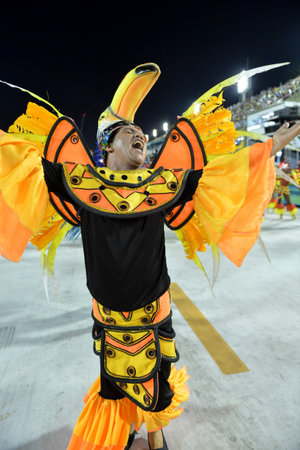 Rio de Janeiro, RJ/Brazil - february 09, 2018: Samba School parade in Sambodromo. Rensacer de...