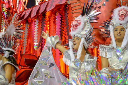Rio, Brazil - february 09, 2018: Samba School parade in Sambodromo. Estacio during parade of the carioca carnival in the Marques de Sapucaiのeditorial素材