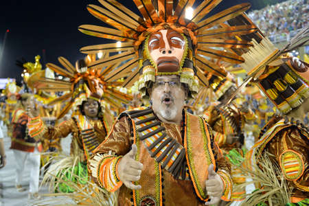 Rio, Brazil - february 09, 2018: Samba School parade in Sambodromo. Estacio during parade of the carioca carnival in the Marques de Sapucaiのeditorial素材