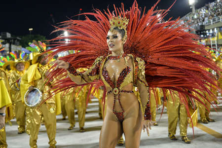 Rio, Brazil - february 09, 2018: Samba School parade in Sambodromo. Estacio during parade of the carioca carnival in the Marques de Sapucaiのeditorial素材