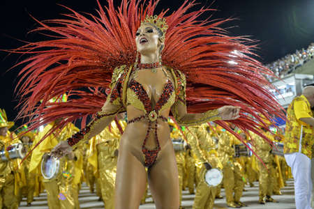 Rio, Brazil - february 09, 2018: Samba School parade in Sambodromo. Estacio during parade of the carioca carnival in the Marques de Sapucaiのeditorial素材