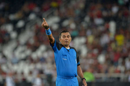 Rio, Brazil - march 03, 2018: Joo Batista de Arruda referee in match between Flamengo and Botafogo by the Carioca Championship in Nilton Santos Stadiumのeditorial素材