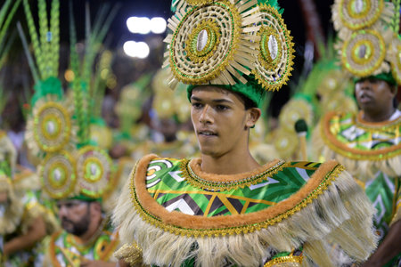 Rio de Janeiro, RJ/Brazil - February 09, 2018: Samba School parade in Sambodromo. Imperio da Tijuca...