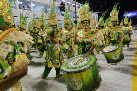 'Rio de Janeiro, RJ/Brazil - February 09, 2018: Samba School parade in Sambodromo. Imperio da Tijuca...