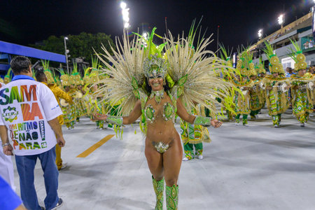Rio de Janeiro, RJ/Brazil - February 09, 2018: Samba School parade in Sambodromo. Imperio da Tijuca...