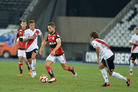 Rio, Brazil - february 28, 2018: Diego player in match between Flamengo and River Plate (ARG) by the Taca Libertadores in Nilton Santos Stadiumのeditorial素材