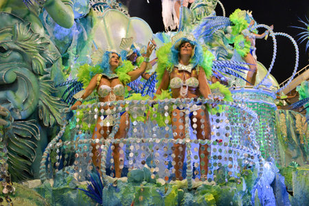 Rio de Janeiro, RJ/Brazil - February 09, 2018: Samba School parade in Sambodromo. Imperio da Tijuca...