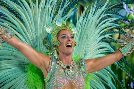 Rio de Janeiro, RJ/Brazil - february 09, 2018: Samba School parade in Sambodromo. Imperio da Tijuca...