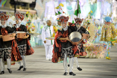 Rio, Brazil - february 09, 2018: Samba School parade in Sambodromo. Cubango during parade of the...