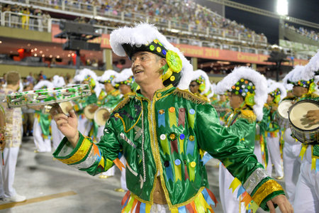 Rio, Brazil - february 09, 2018: Samba School parade in Sambodromo. Cubango during parade of the...