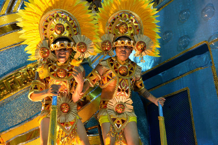 Rio, Brazil - february 11, 2018: Samba School parade in Sambodromo. Unidos de Padre Miguel during...