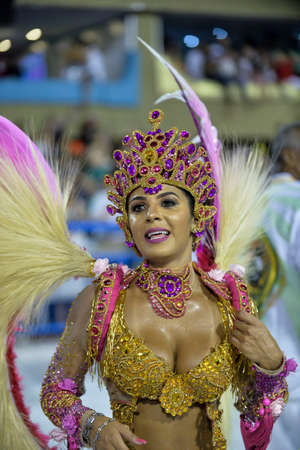 Rio, Brazil - february 11, 2018: Samba School parade in Sambodromo. Imperio Serrano during parade of the carioca carnival in the Marques de Sapucaiのeditorial素材