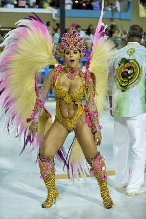 Rio, Brazil - february 11, 2018: Samba School parade in Sambodromo. Imperio Serrano during parade of the carioca carnival in the Marques de Sapucaiのeditorial素材