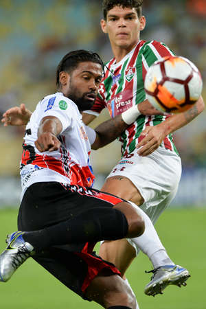 Rio, Brazil - april 11, 2018: Harold Reina player in match between Fluminense and Nacional Potossi by the sulamerica Championship in Maracana Stadiumのeditorial素材
