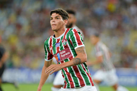 Rio, Brazil - april 11, 2018: Ayrton Lucas player in match between Fluminense and Nacional Potossi by the sulamerica Championship in Maracana Stadiumのeditorial素材