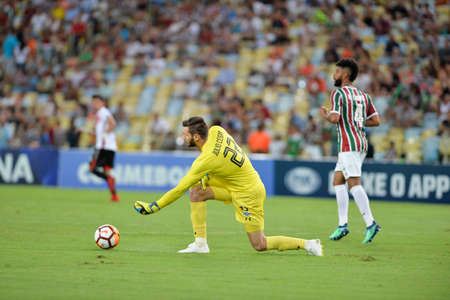 Rio, Brazil - april 11, 2018: Julio Cesar goal keeper in match between Fluminense and Nacional Potossi by the sulamerica Championship in Maracana Stadiumのeditorial素材