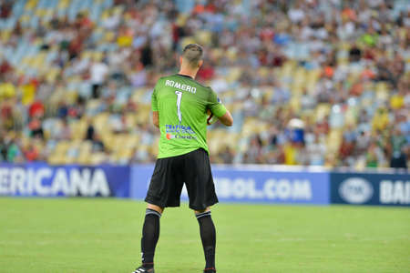 Rio, Brazil - april 11, 2018: Romero goal keeper in match between Fluminense and Nacional Potossi by the sulamerica Championship in Maracana Stadiumのeditorial素材