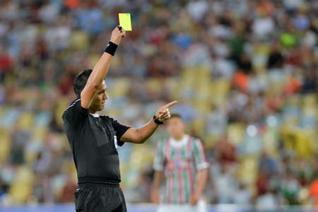 Rio, Brazil - april 11, 2018: Nicolas Gallo referee in match between Fluminense and Nacional Potossi by the sulamerica Championship in Maracana Stadiumのeditorial素材