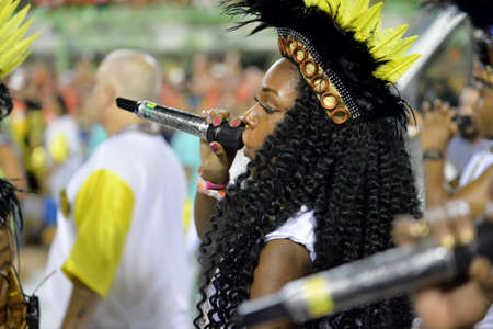 Rio, Brazil - february 11, 2018: Samba School parade in Sambodromo. Sao Clemente during parade of the carioca carnival in the Marques de Sapucaiのeditorial素材