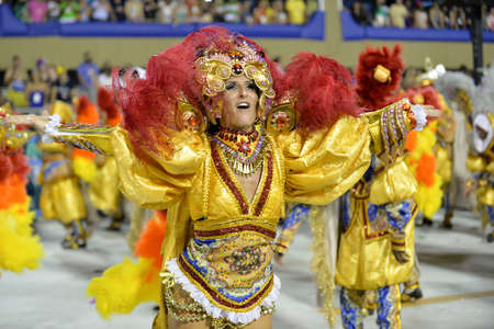 Rio, Brazil - february 11, 2018: Samba School parade in Sambodromo. Sao Clemente during parade of the carioca carnival in the Marques de Sapucaiのeditorial素材