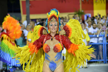 Rio, Brazil - february 11, 2018: Samba School parade in Sambodromo. Sao Clemente during parade of the carioca carnival in the Marques de Sapucaiのeditorial素材