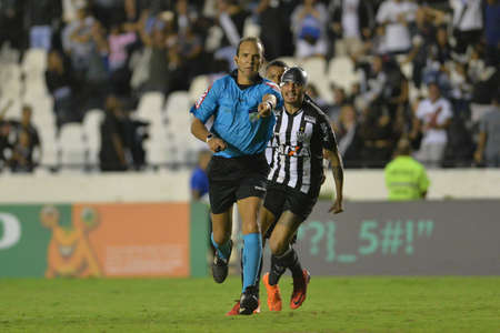 Rio, Brazil - april 15, 2018: Andr Luis de Freitas Castro referee in match between Vasco and Atletico-MG by the Brazilian Championship in Sao Januario Stadiumのeditorial素材