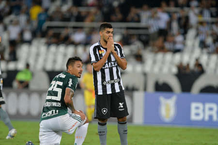 Rio, Brazil - april 16, 2018: Brenner player in match between Botafogo and Palmeiras by the Brazilian Championship in Nilton Santos Stadiumのeditorial素材