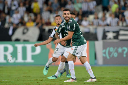 Rio, Brazil - april 16, 2018: Bruno Henrique player in match between Botafogo and Palmeiras by the Brazilian Championship in Nilton Santos Stadiumのeditorial素材