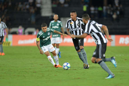 Rio, Brazil - april 16, 2018: Dudu player in match between Botafogo and Palmeiras by the Brazilian Championship in Nilton Santos Stadiumのeditorial素材