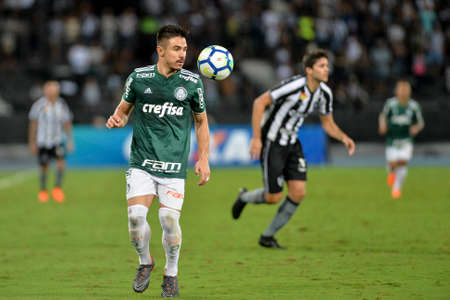 Rio, Brazil - april 16, 2018: Willian player in match between Botafogo and Palmeiras by the Brazilian Championship in Nilton Santos Stadiumのeditorial素材