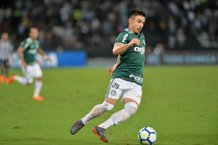 Rio, Brazil - april 16, 2018: Willian player in match between Botafogo and Palmeiras by the Brazilian Championship in Nilton Santos Stadiumのeditorial素材