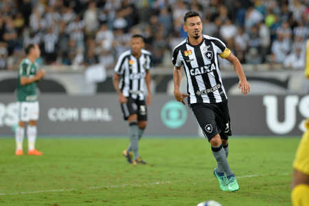Rio, Brazil - april 16, 2018: Rodrigo Lindoso player in match between Botafogo and Palmeiras by the Brazilian Championship in Nilton Santos Stadiumのeditorial素材