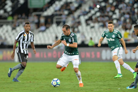 Rio, Brazil - april 16, 2018: Guerra player in match between Botafogo and Palmeiras by the Brazilian Championship in Nilton Santos Stadiumのeditorial素材
