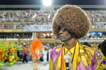 Rio, Brazil - february 12, 2018: Samba School parade in Sambodromo. Grande Rio during parade of the carioca carnival in the Marques de Sapucaiのeditorial素材