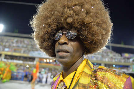 Rio, Brazil - february 12, 2018: Samba School parade in Sambodromo. Grande Rio during parade of the carioca carnival in the Marques de Sapucaiのeditorial素材