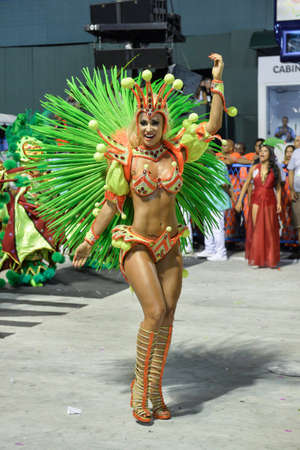 Rio, Brazil - february 12, 2018: Samba School parade in Sambodromo. Grande Rio during parade of the carioca carnival in the Marques de Sapucaiのeditorial素材