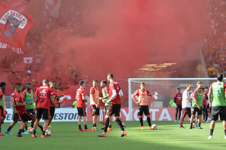 Rio, Brazil - april 17, 2018: training of the Flamengo team preparing for the Libertadores Cup game this Wednesday at Maracana against Santa Feのeditorial素材