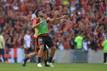 Rio, Brazil - april 17, 2018: Henrique Dourado during training of the Flamengo team preparing for the Libertadores Cup game this Wednesday at Maracana against Santa Feのeditorial素材