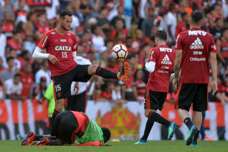 Rio, Brazil - april 17, 2018: Rever during training of the Flamengo team preparing for the Libertadores Cup game this Wednesday at Maracana against Santa Feのeditorial素材
