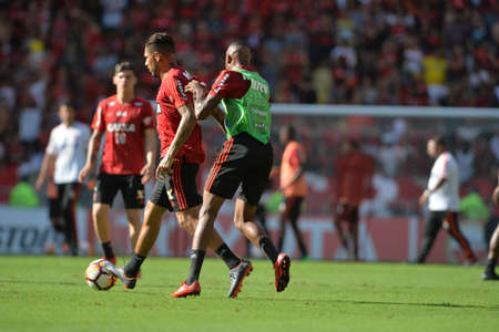 Rio, Brazil - april 17, 2018: Paolo Guerrero during training of the Flamengo team preparing for the Libertadores Cup game this Wednesday at Maracana against Santa Feのeditorial素材