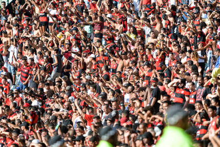 Rio, Brazil - april 17, 2018: Fans during training of the Flamengo team preparing for the Libertadores Cup game this Wednesday at Maracana against Santa Feのeditorial素材